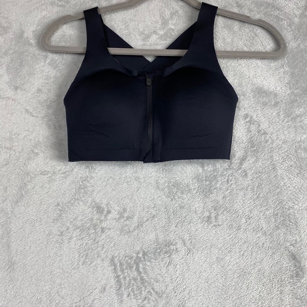 Lululemon Enlite Bra Front Zip High Impact Sports Bra Black 32D Cross Back